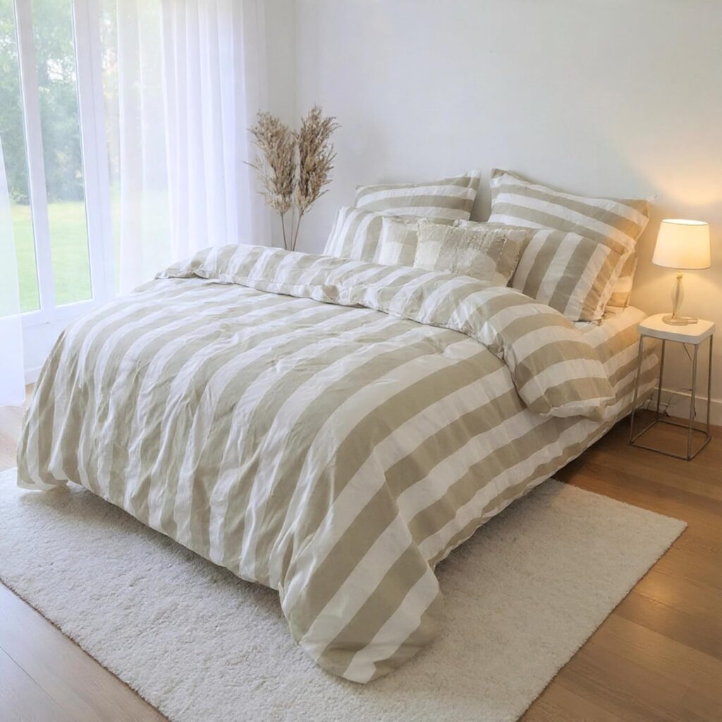 Amsons Beige Strix Microfibre Quilt Cover Set