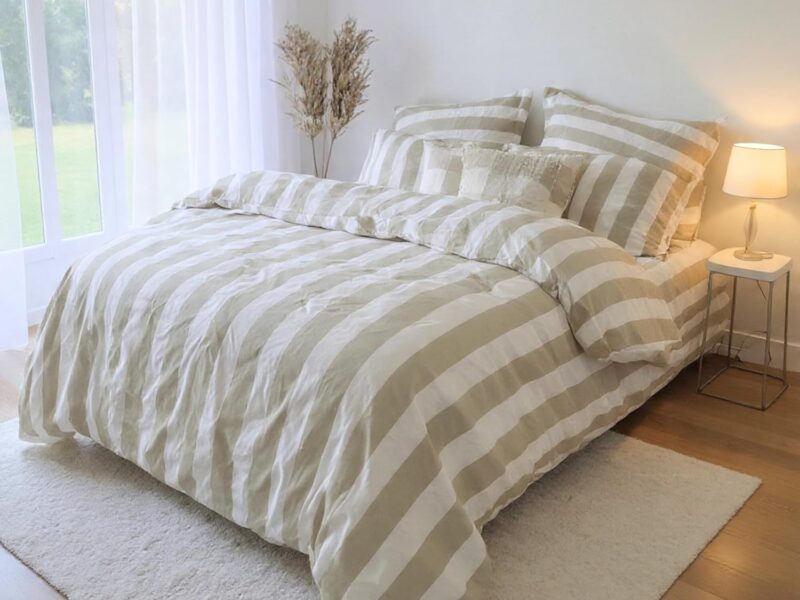 Amsons Beige Strix Microfibre Quilt Cover Set