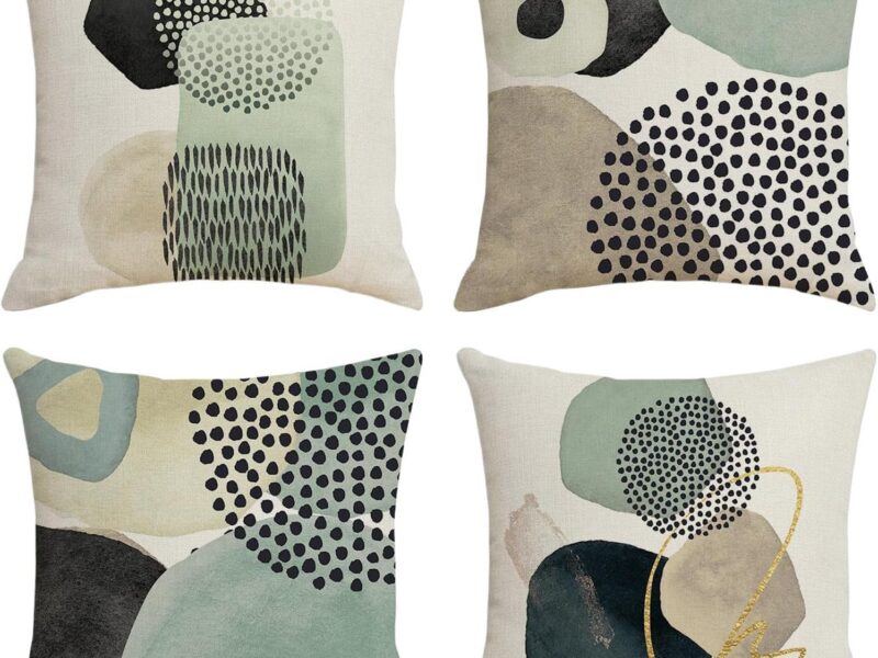KEOYA Linen Geometric Cushion Covers, Set of 4
