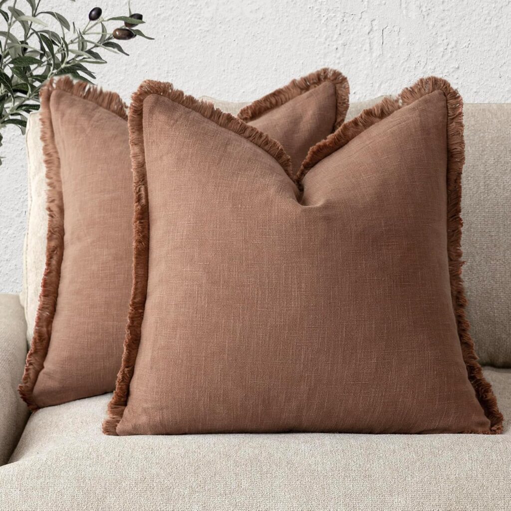 COCKLECREEK Cotton Fringe Cushion Covers, Set of 2