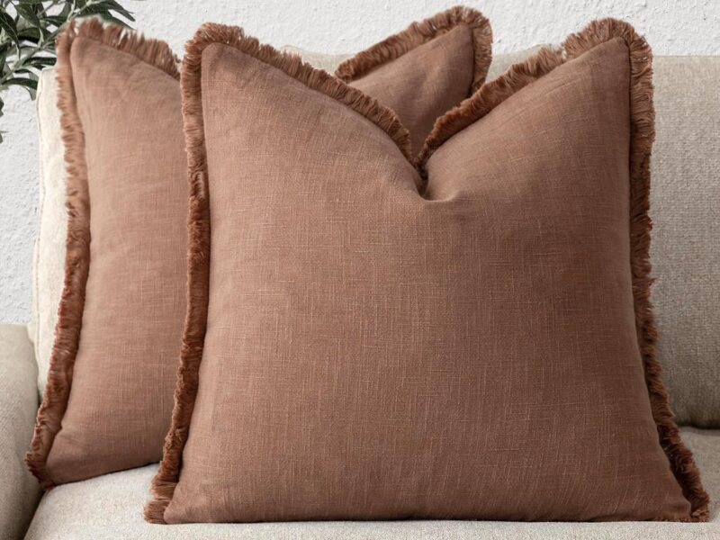 COCKLECREEK Cotton Fringe Cushion Covers, Set of 2