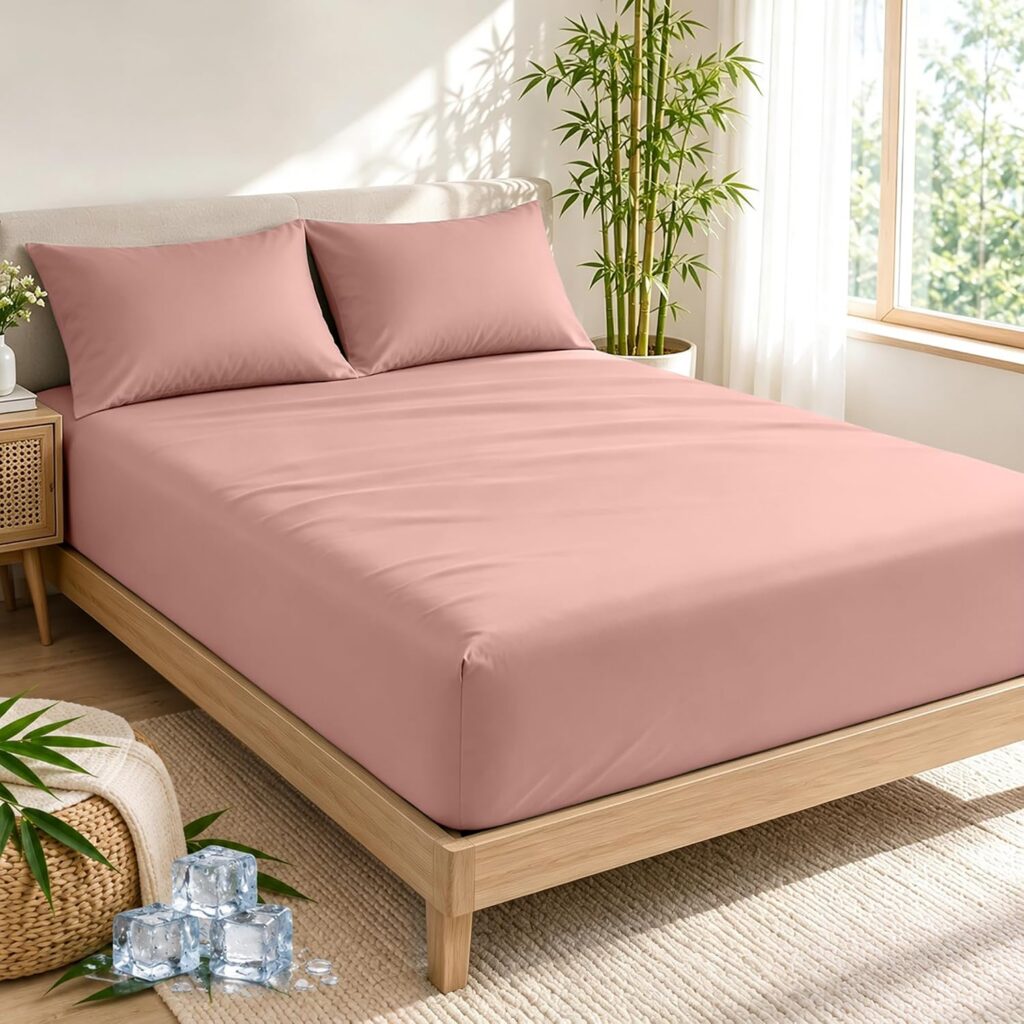 LINENOVA Queen Bamboo Blend Fitted Sheet Set