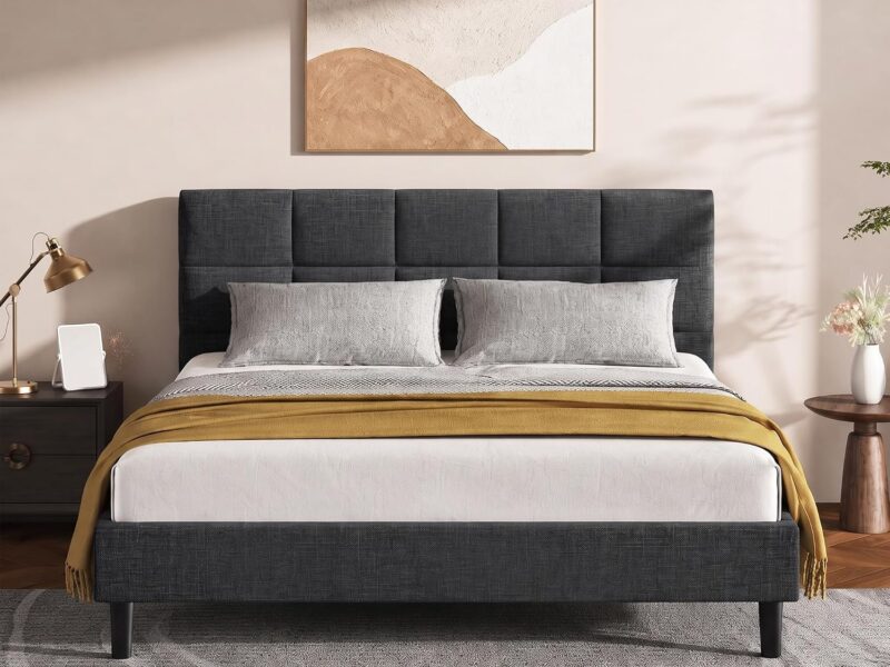 Artiss Queen Checkered Upholstered Bed Frame