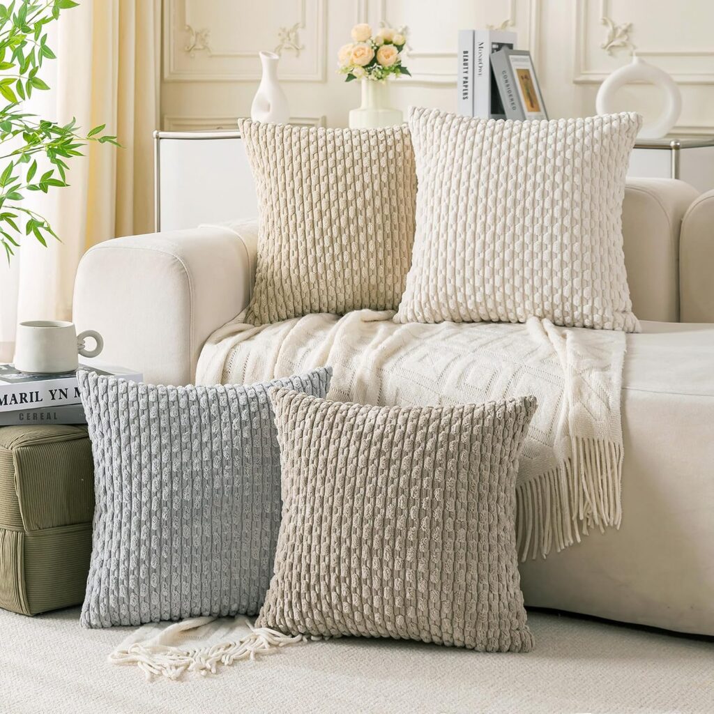 Cozoomy Corduroy Cushion Covers, Set of 4