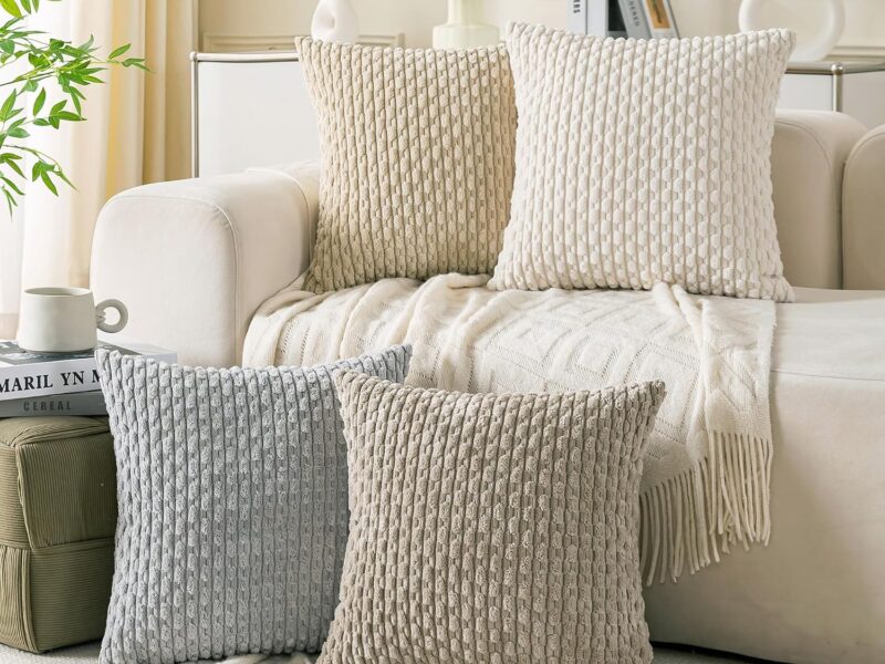 Cozoomy Corduroy Cushion Covers, Set of 4