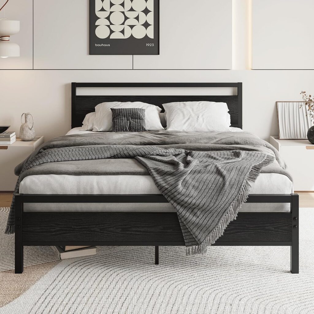 VERFARM Queen Black Metal Bed Frame