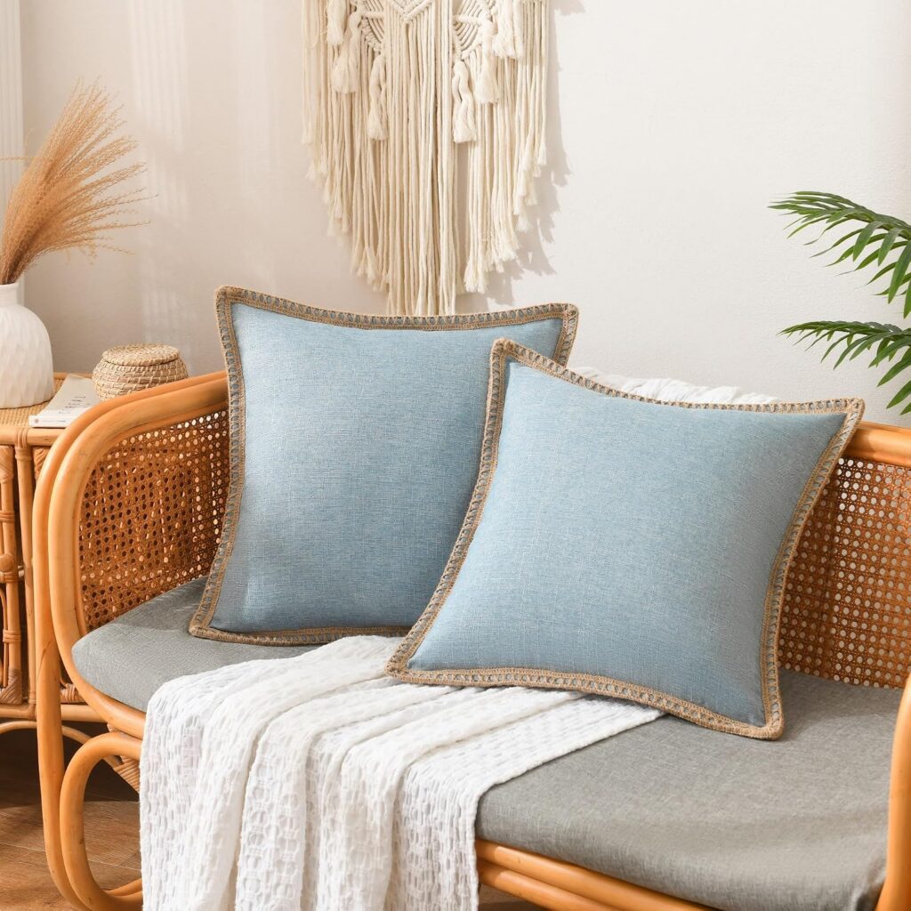 NordECO HOME Linen Striped Cushion Covers, Set of 2