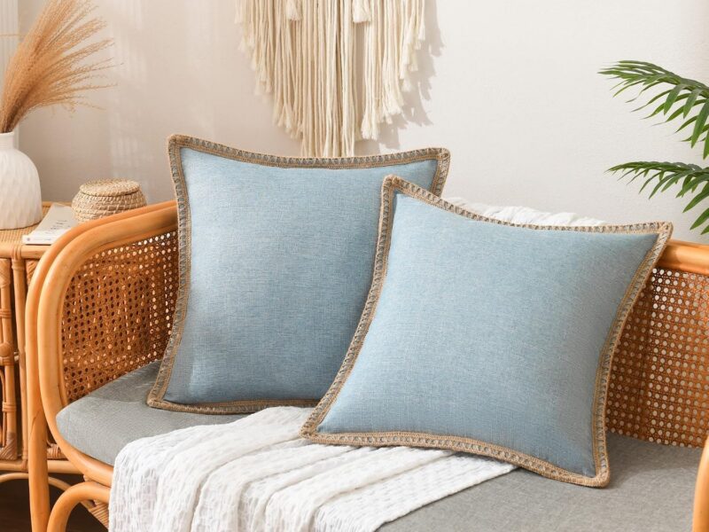 NordECO HOME Linen Striped Cushion Covers, Set of 2