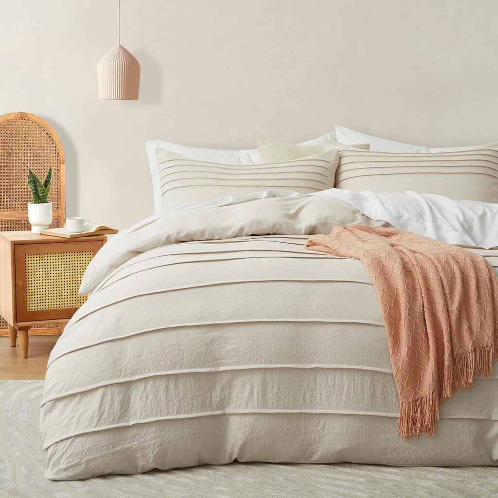 Mullum Mullum Beige Pleated Microfibre Quilt Cover Set